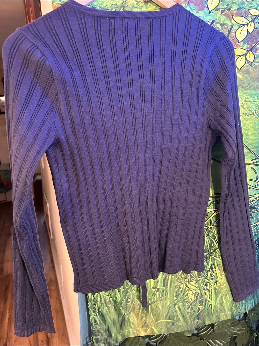 Mystique Boutique Navy Ribbed Tie-Front Long Sleeve Top - Picture 4 of 5